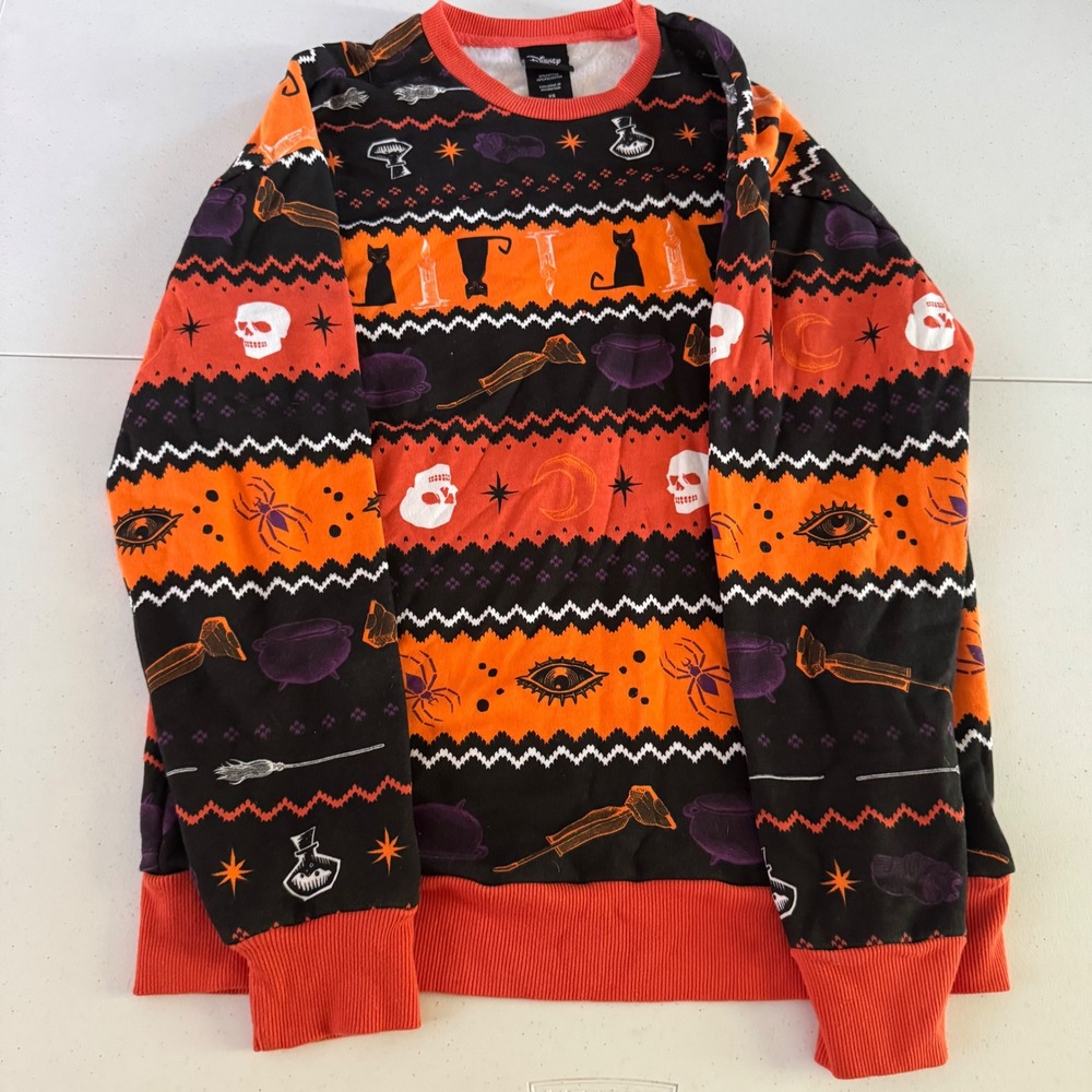 Halloween Disney Hocus Pocus Fair Isle Our Universe Women XS Sweatshirt Pullover